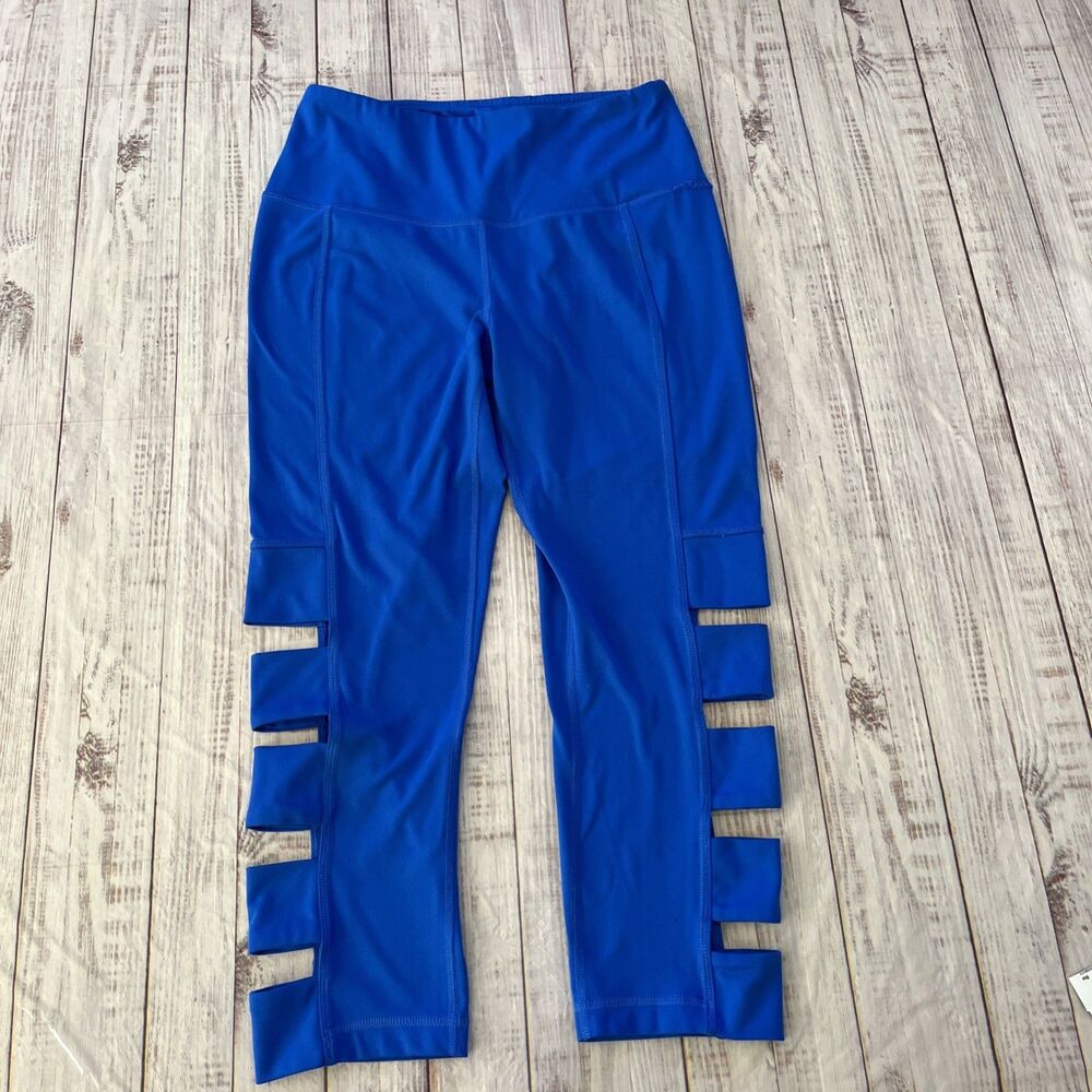 Yogalicious Women’s Royal Blue  Leggings w/Slotted Legs Spandex Blend Size M